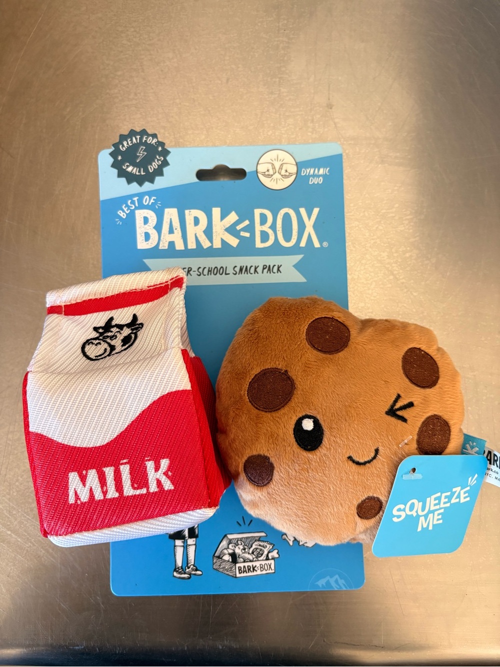 BarkBox Milk and Cookies Plush Dog Toy Set